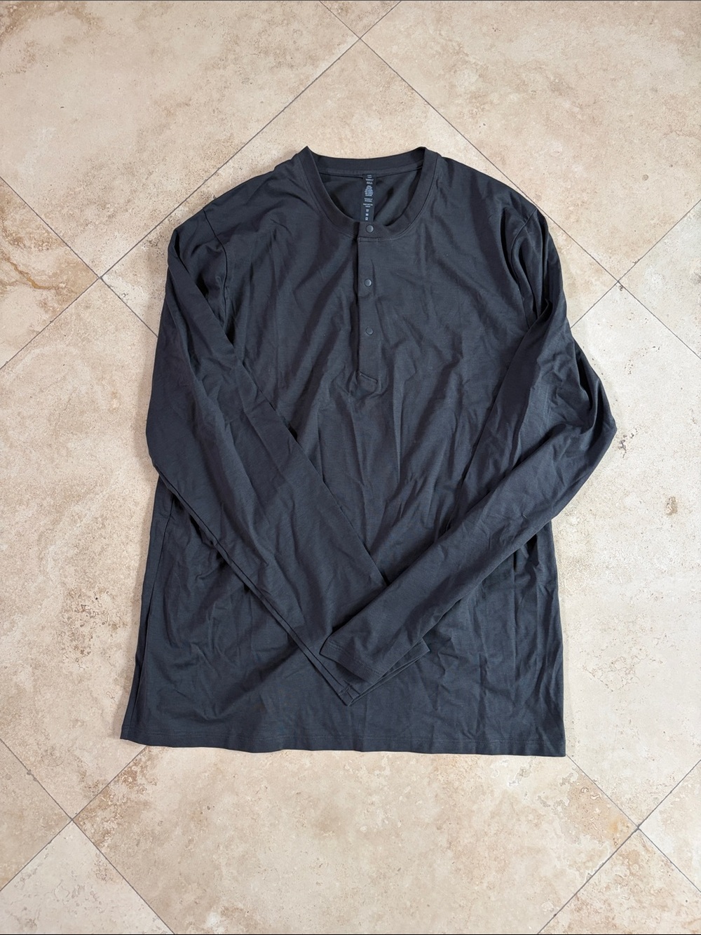 Lululemon Men's Black Long-Sleeve Henley Shirt